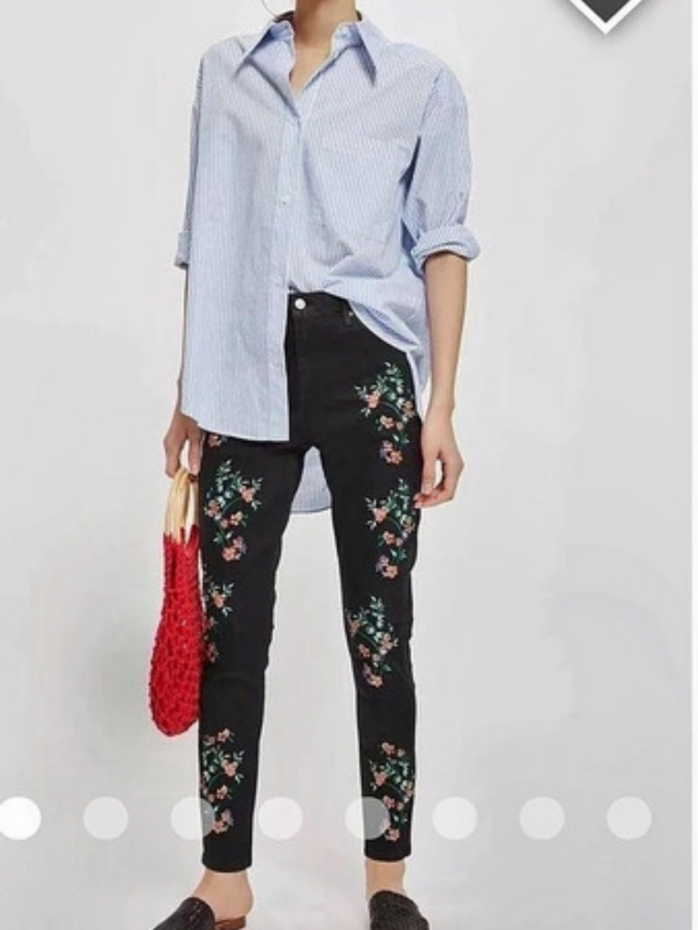 Fabulous Topshop Moto Jamie Floral Embroidered Black Jeans